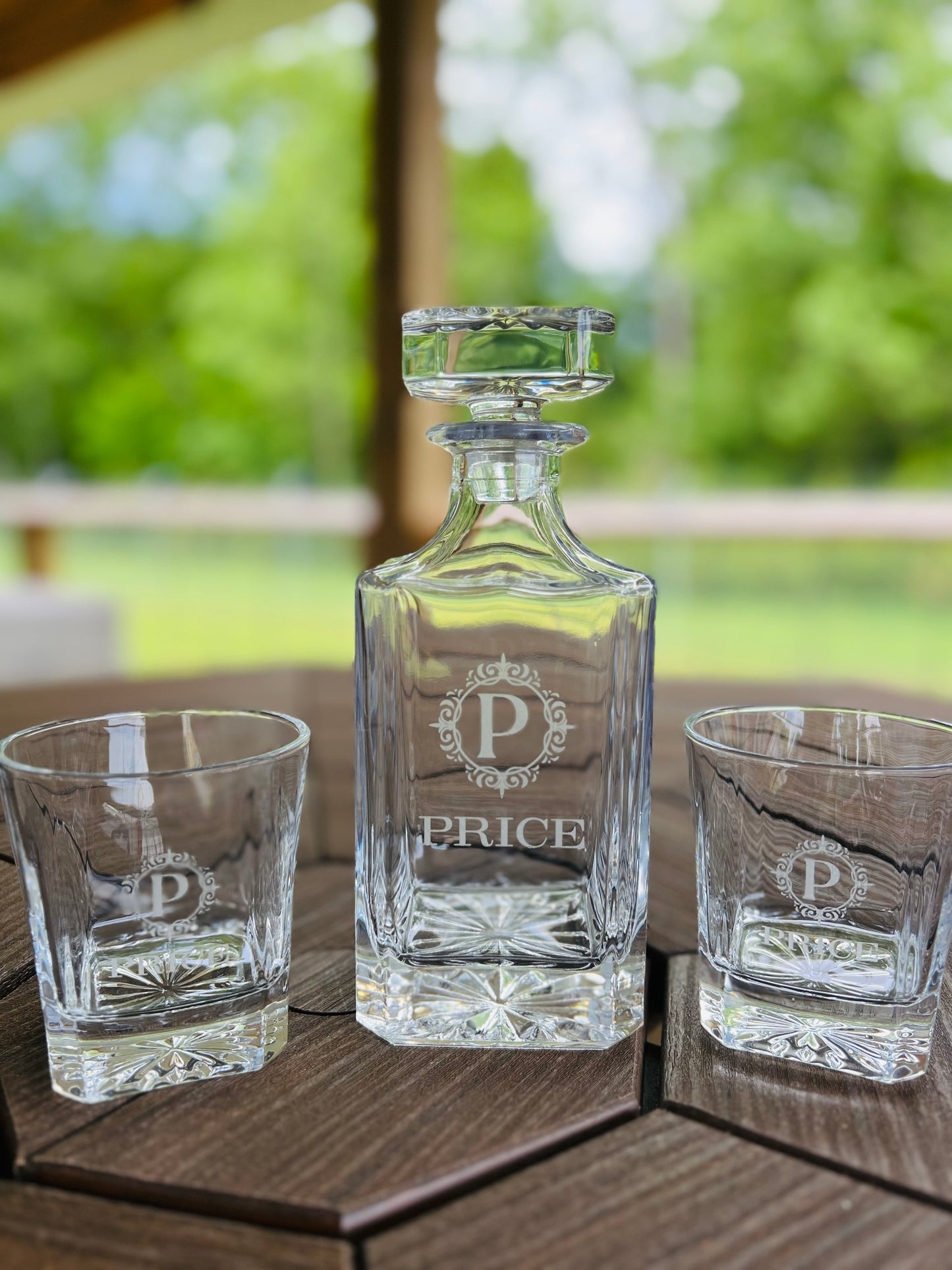 Personalized Whiskey Decanter Set with 4 Glasses