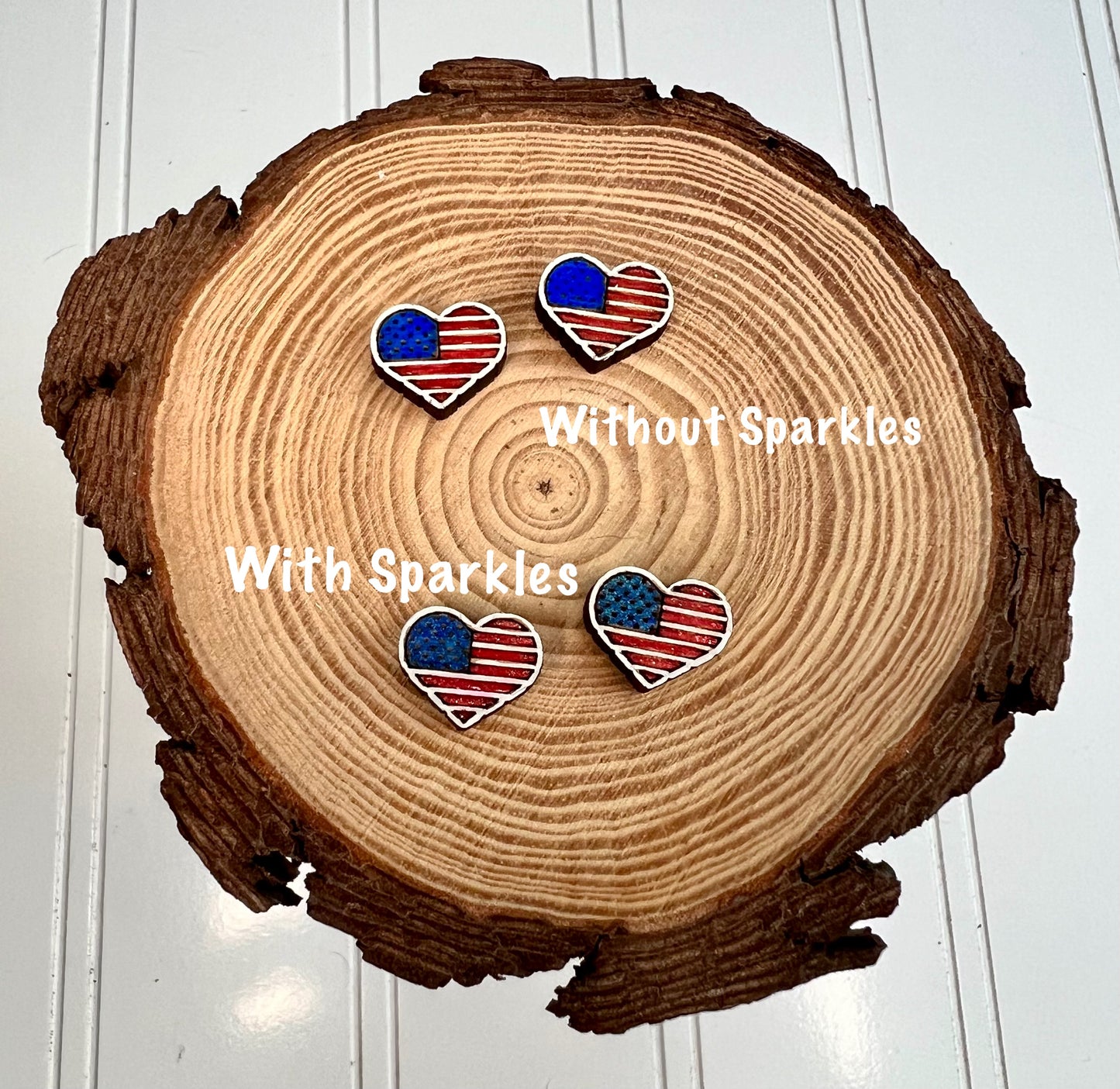 American Flag Heart Stud Earrings