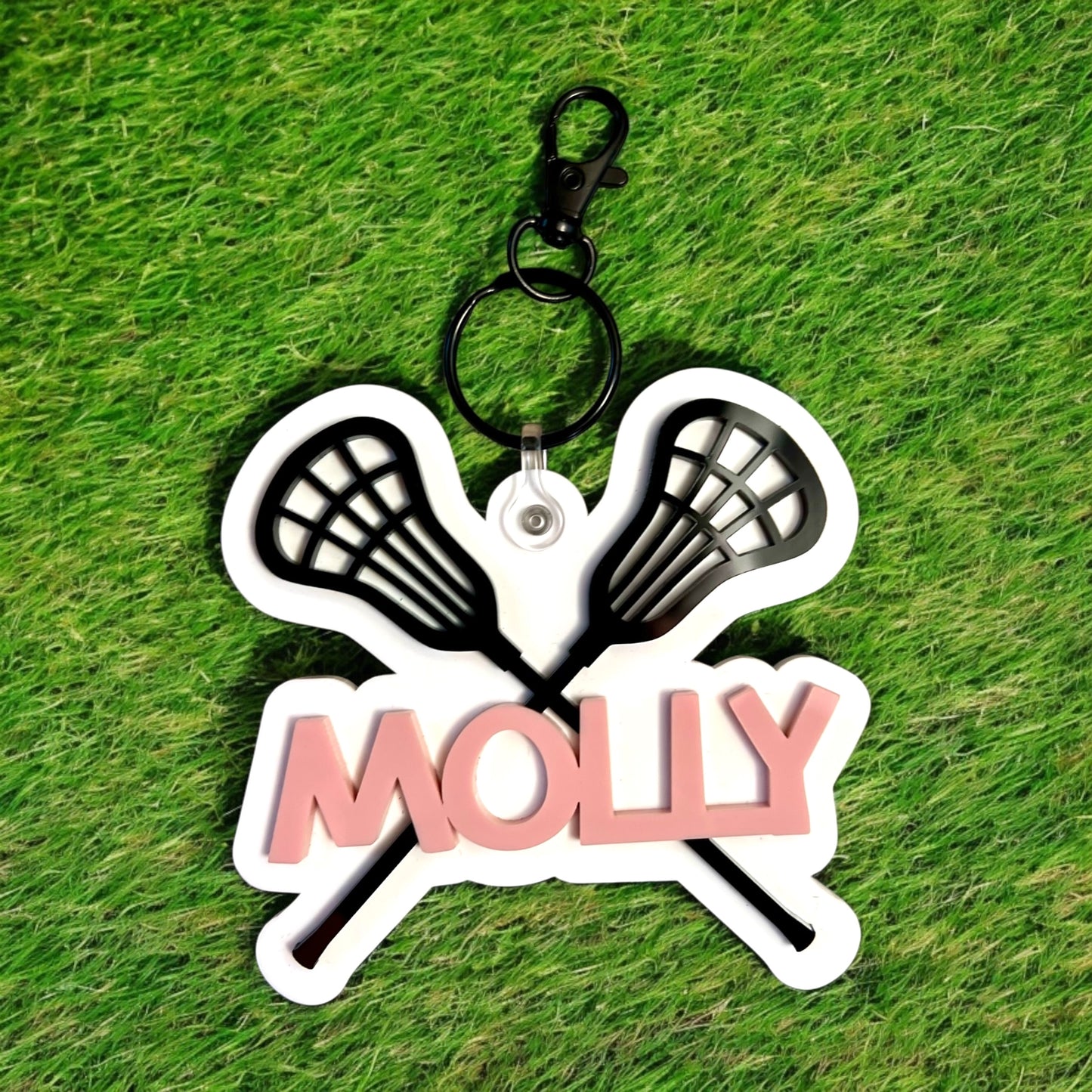 Personalized Lacrosse Bag Tag with Keychain Clip