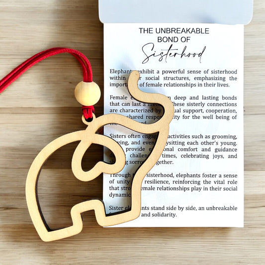 Wooden Elephant Sisterhood Ornament