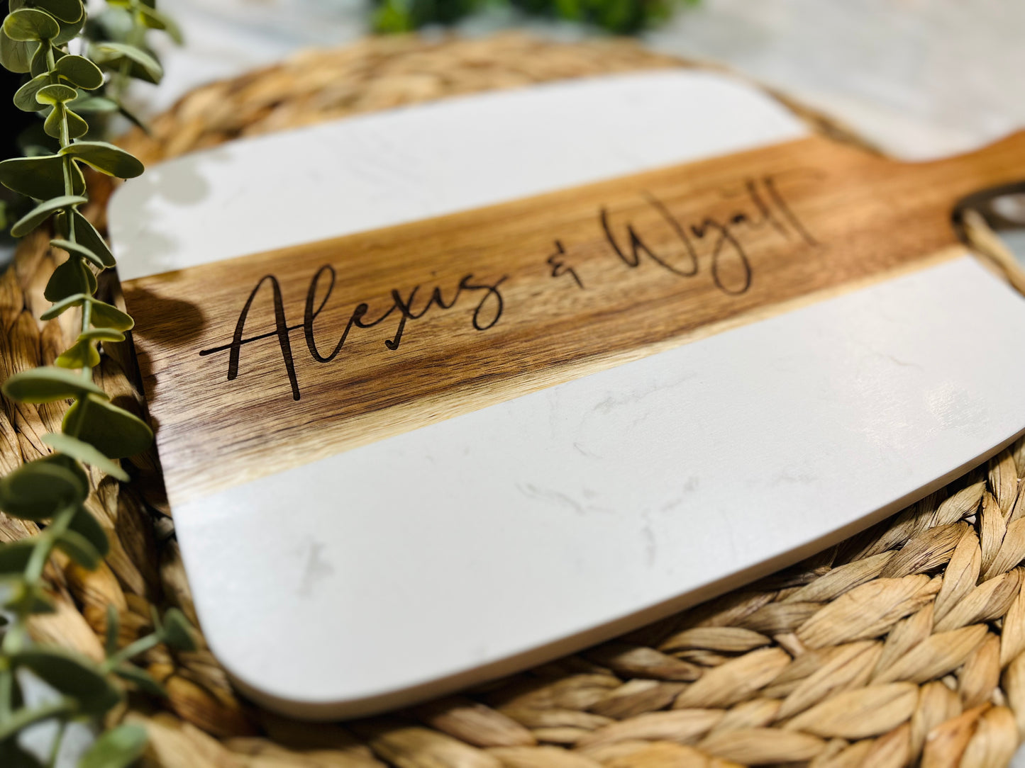 Marble and Acacia Charcuterie Set