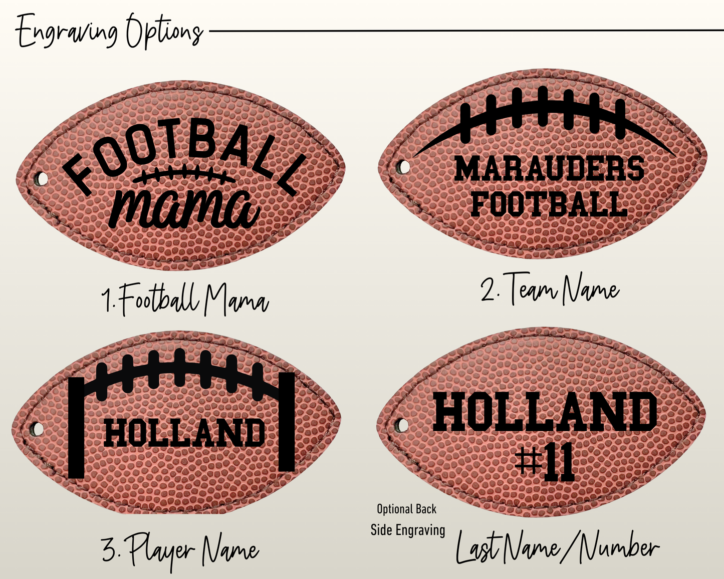Personalized Football Keychain with Clip