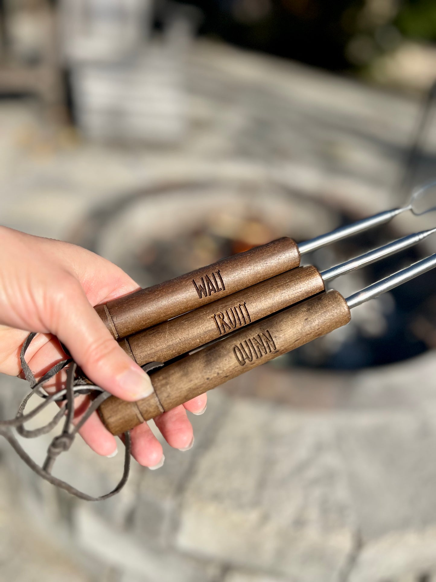 Personalized Walnut Handled Roasting Sticks