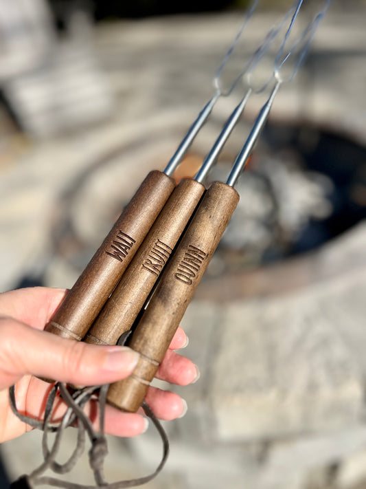 Personalized Walnut Handled Roasting Sticks