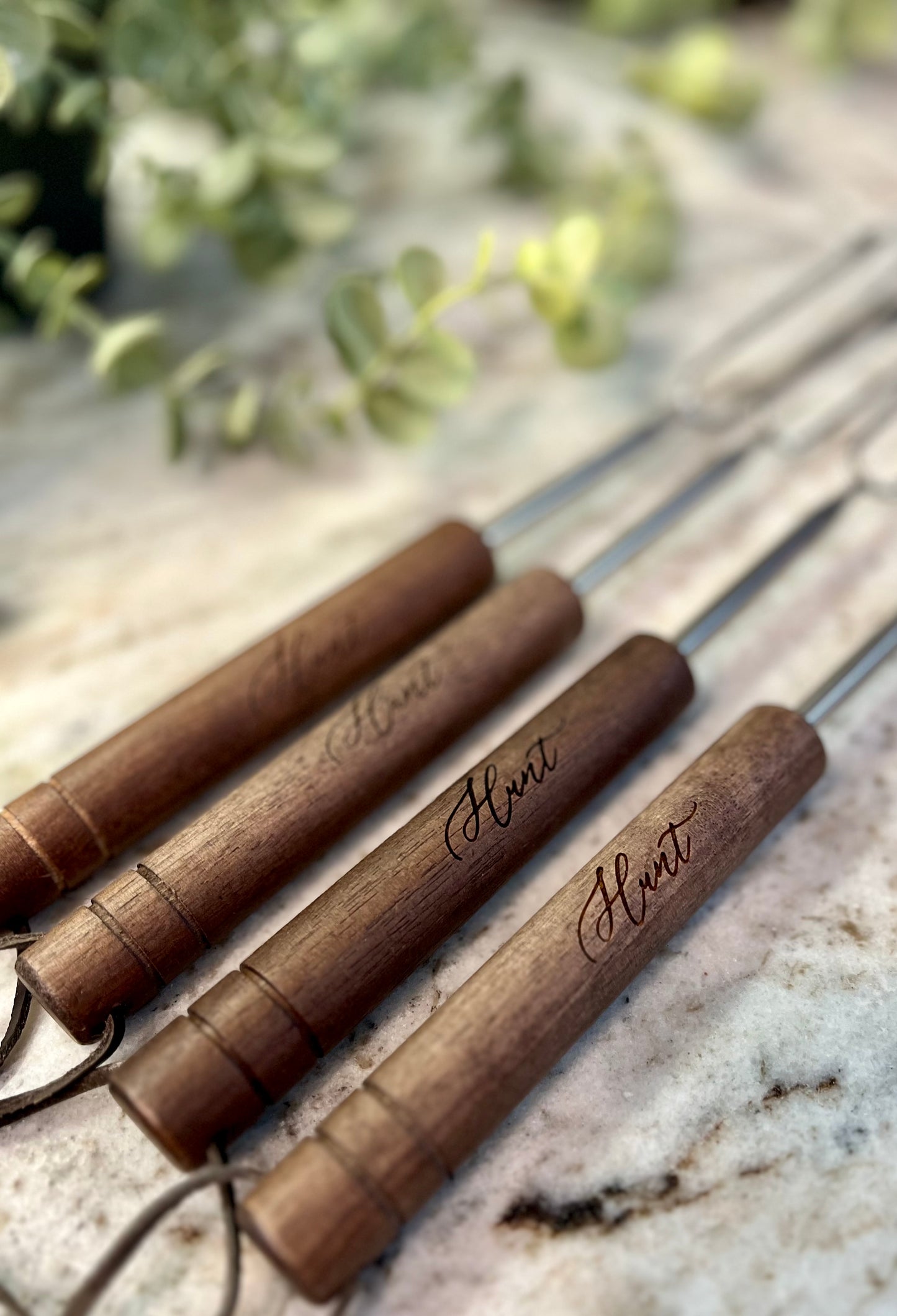 Personalized Walnut Handled Roasting Sticks