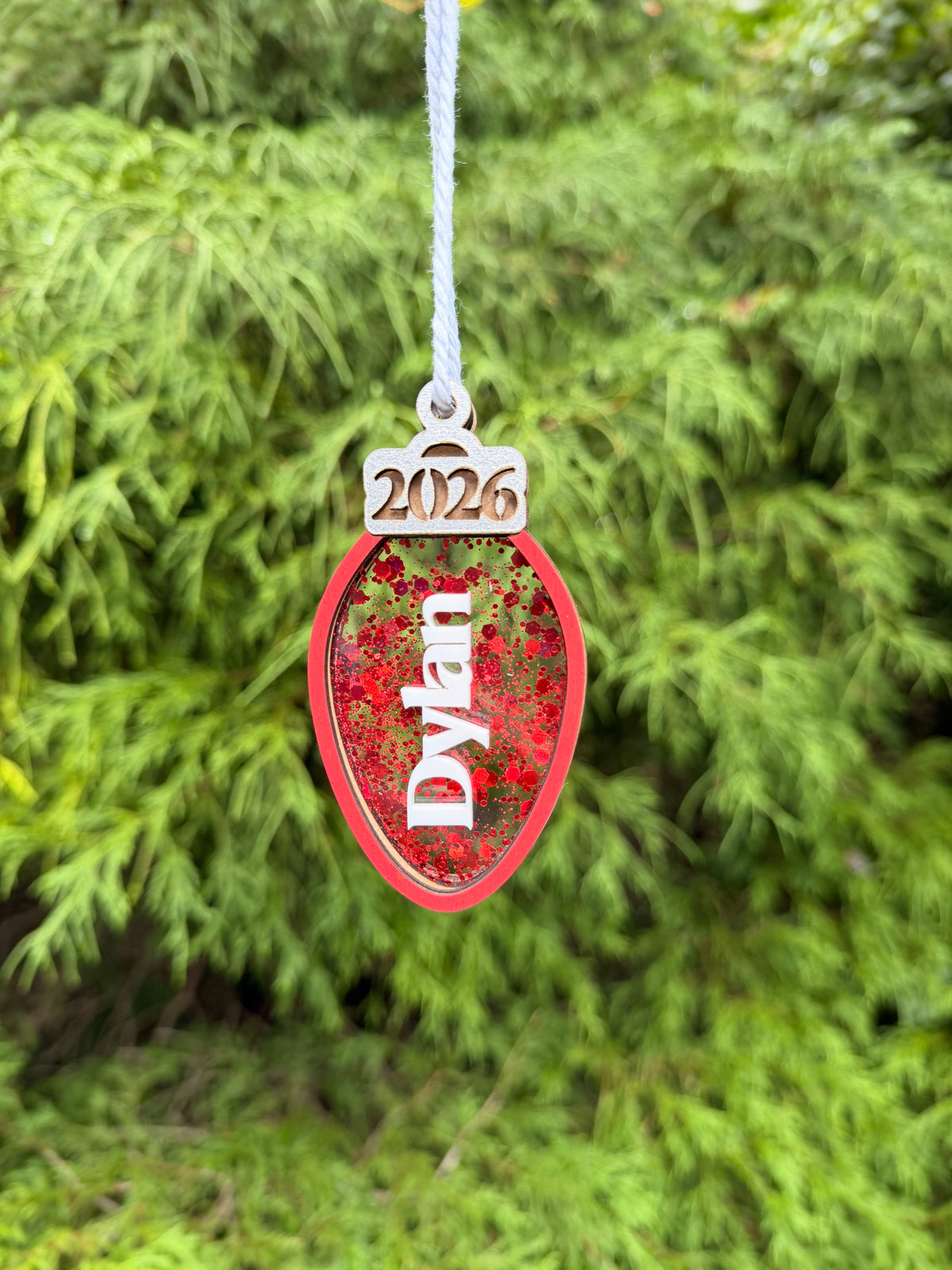 Personalized Christmas Light Shaker Ornament