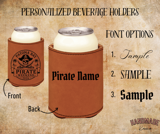 Personalized Pirate Weekend Beverage Holder