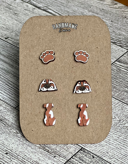 Set of 3 Dog Stud Earrings